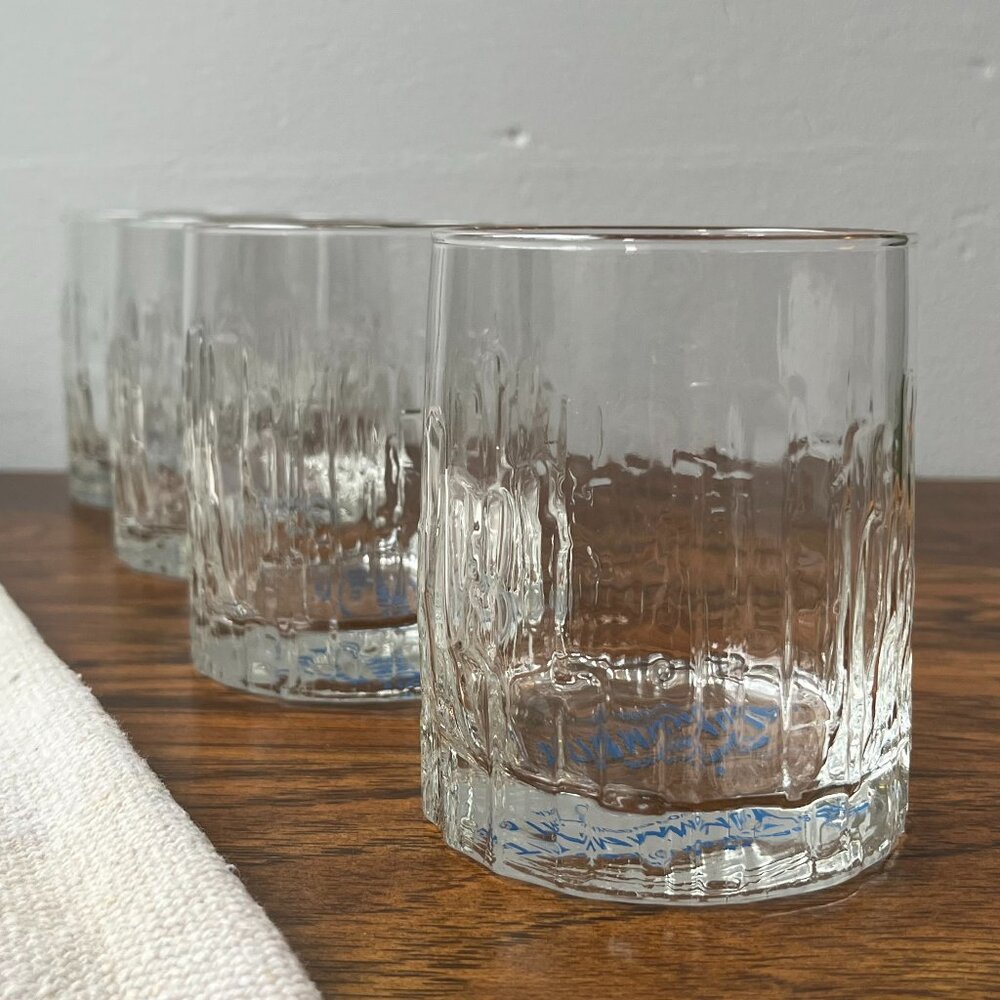 Set of 4 Banff Ice Summit Vodka Rocks Glasses Textured Ice Design Canada